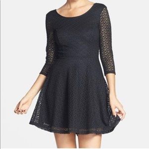Lush Long Sleeve Black Skater Dress